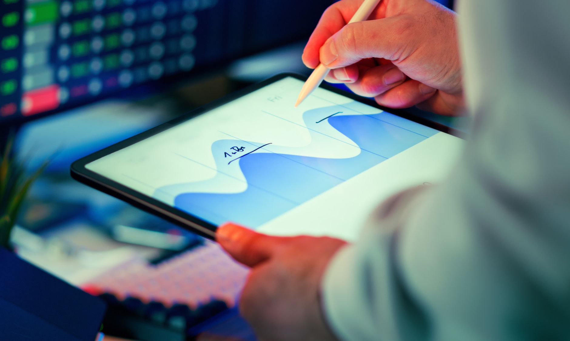 Modern financial trade charts indicating growth